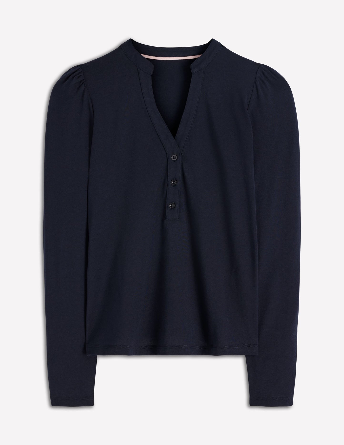 Supersoft Open Neck Henley-Navy