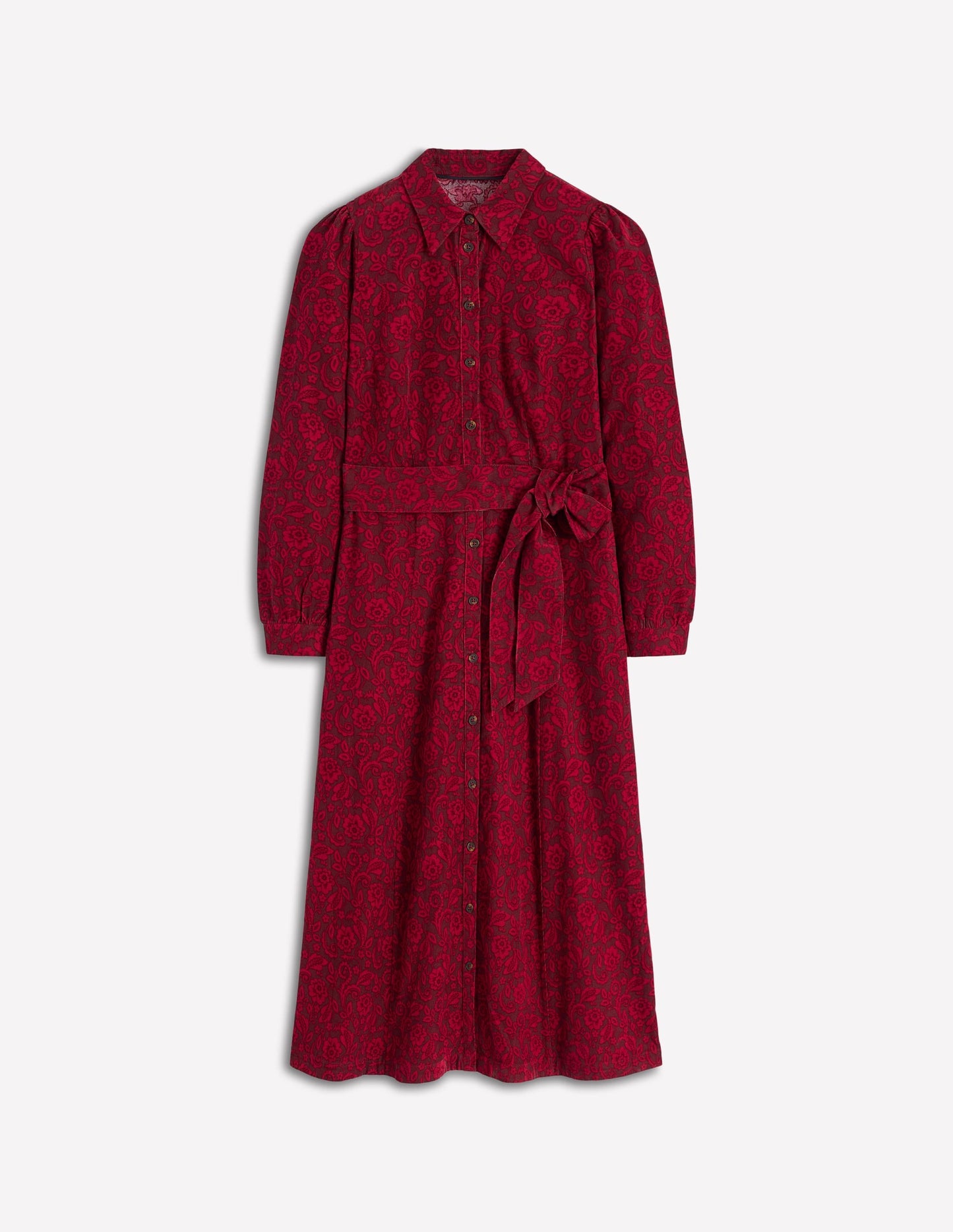 Clara Cord Midi Dress-Red Liquorice, Ornate Flora