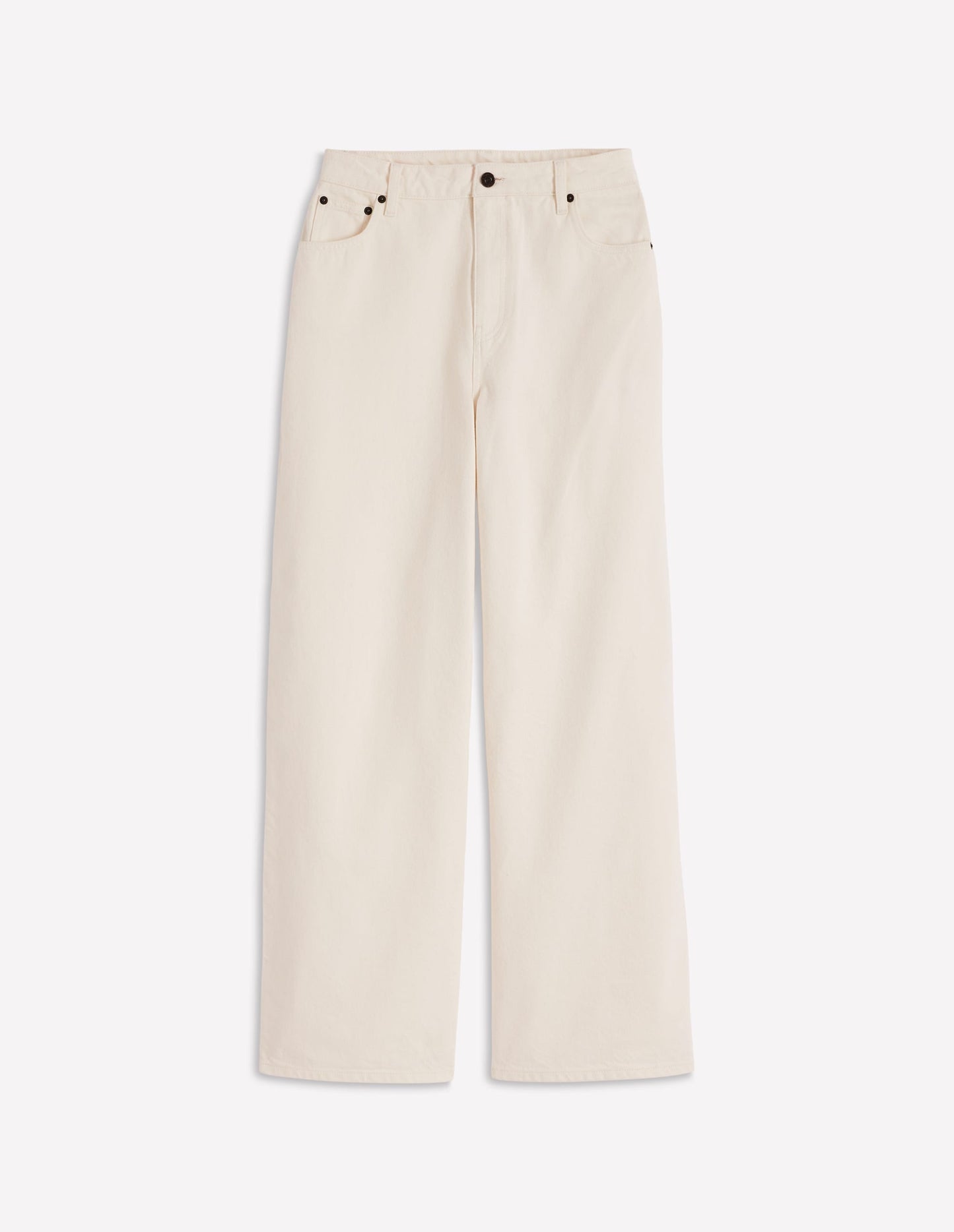 Relaxed Wide Leg Jeans-Ecru