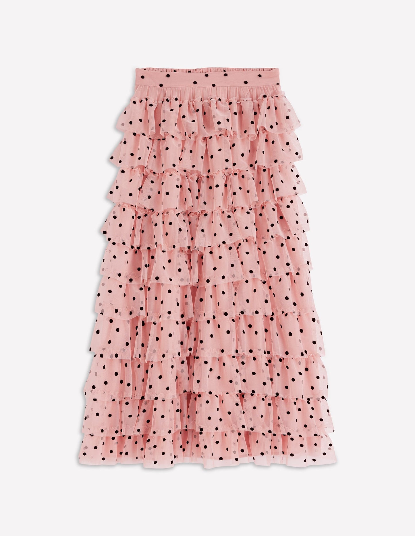 Tulle Tiered Skirt-Pink Painted Dot