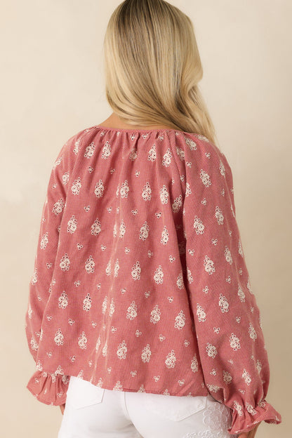 FRNCH Maui Red Vintage Floral Cotton Tie Front Blouse