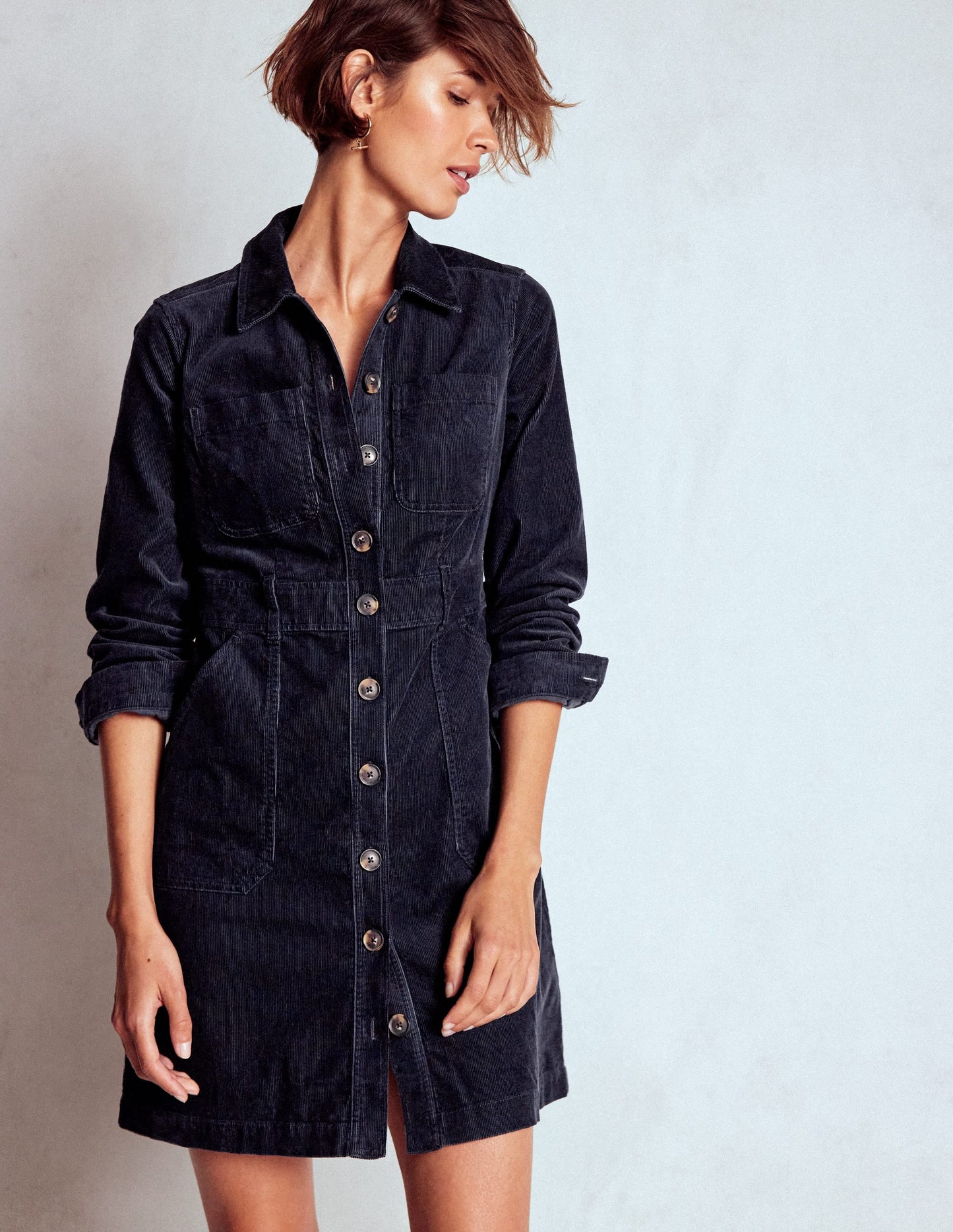 Amanda Cord Short Dress-Navy
