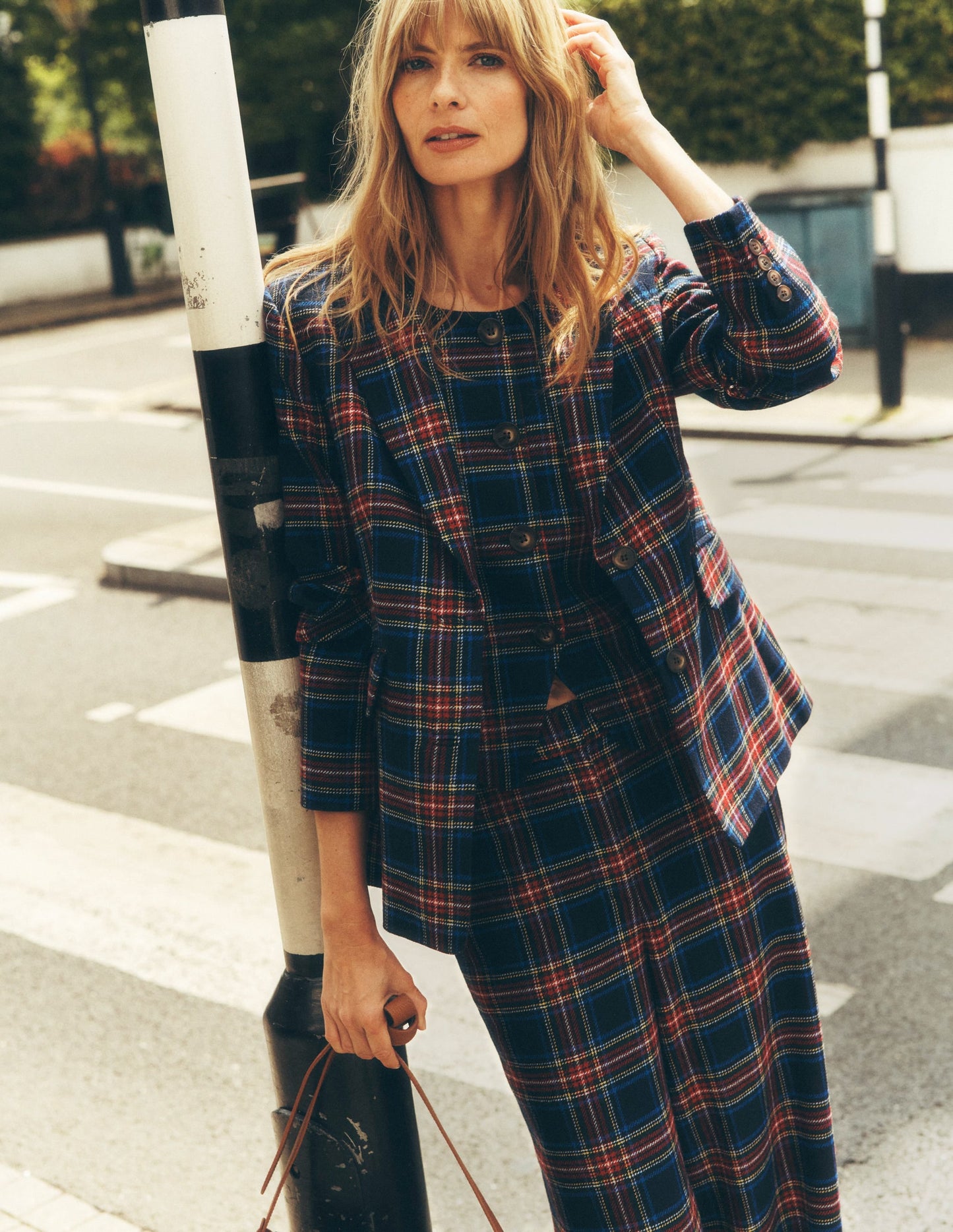 Tailored Check Waistcoat-Navy, Green and Red Check