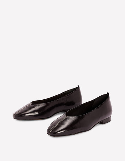 High Cut Stitch Detail Flats-Deep Oxblood