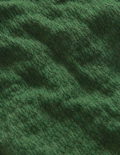 Pointelle Ruffle Sweater-Hunter Green