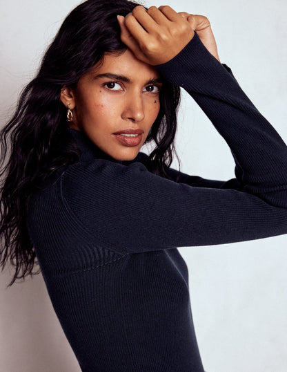 Emilia Roll Neck Sweater-Navy