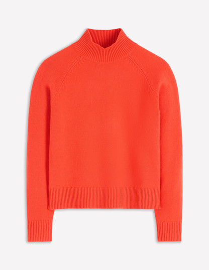 Marion Merino Rib Neck Sweater-Gladioli Orange