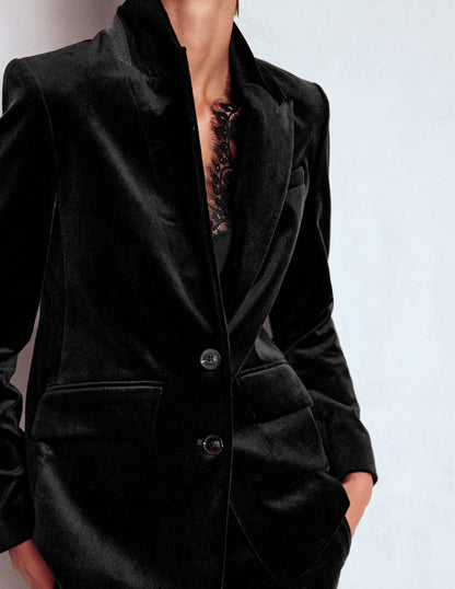 Stamford Velvet Blazer-Black