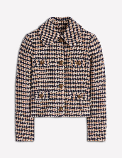 Button Up textured Jacket-CAMEL AND PINK TEXTURE