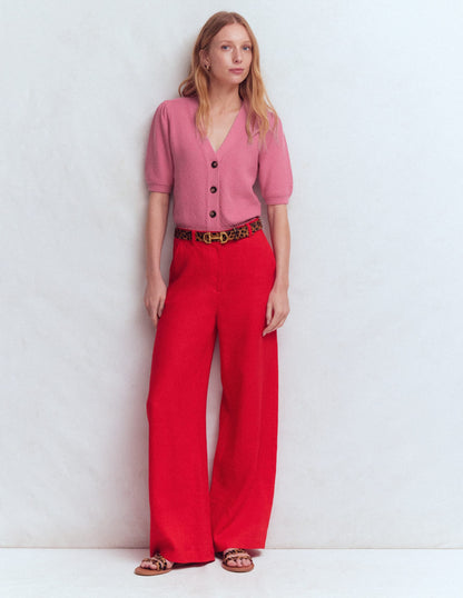 Hayley Cotton V-neck Cardigan-Dusty Rose