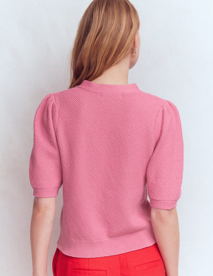 Hayley Cotton V-neck Cardigan-Dusty Rose