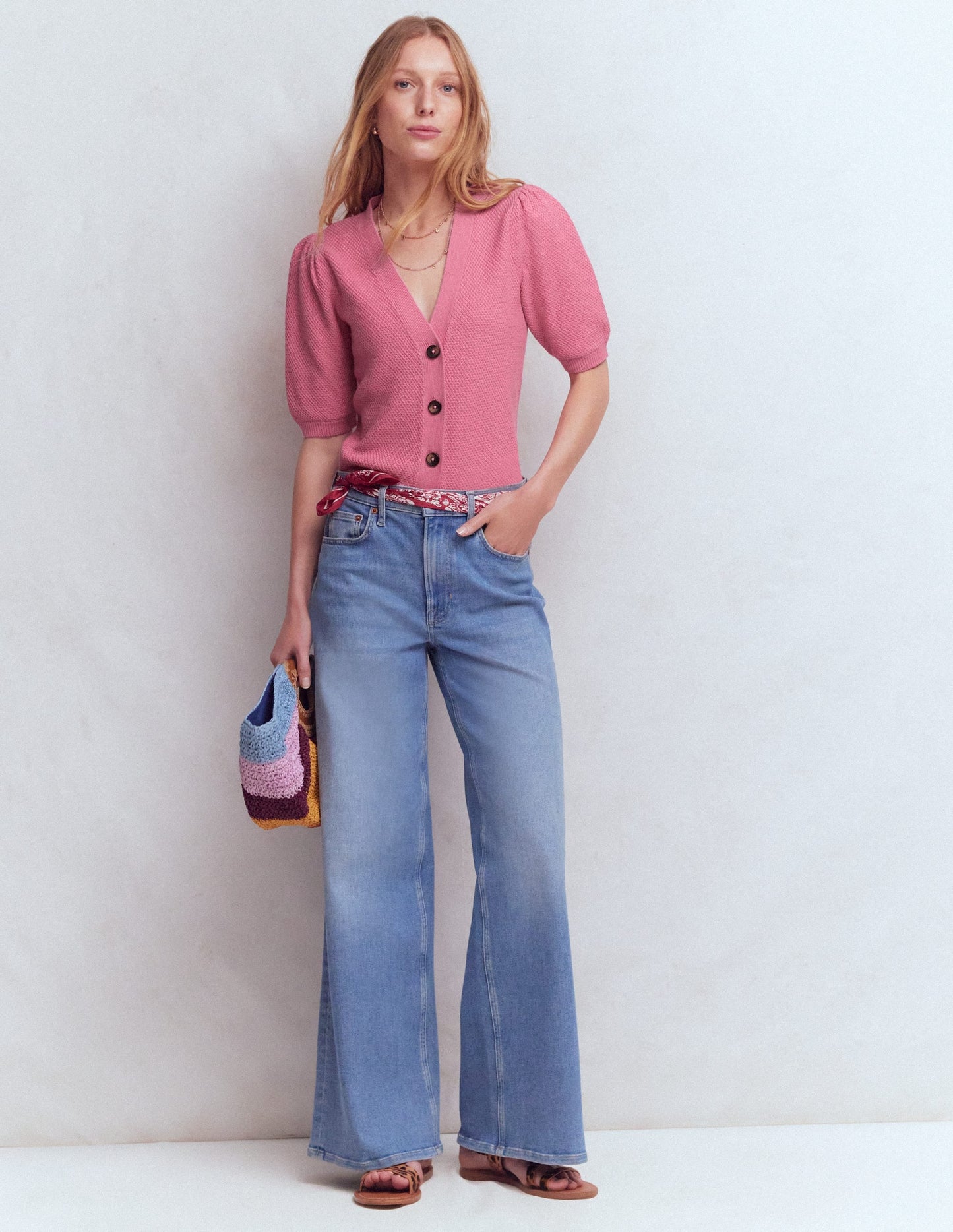Hayley Cotton V-neck Cardigan-Dusty Rose