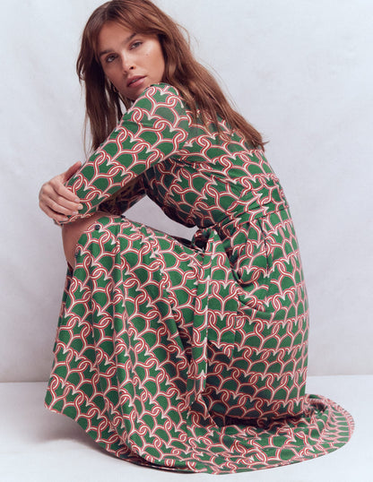 Marcia Jersey Shirt Dress-Hunter Green, Heart Link