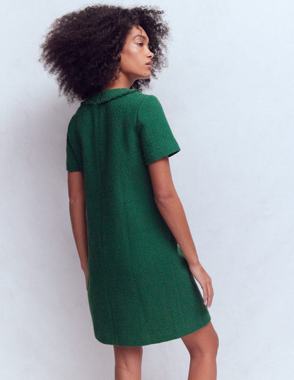 Evita Cotton Shift Dress-Dark Green