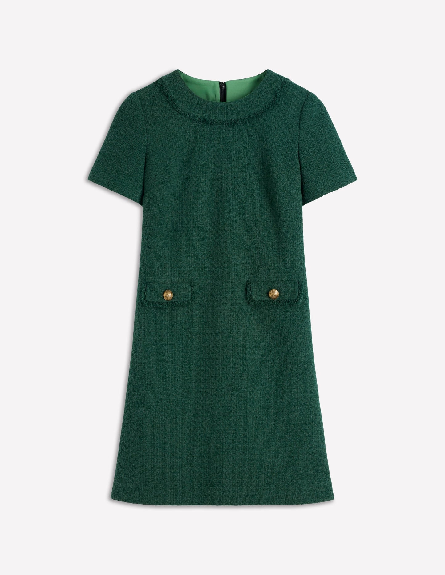Evita Cotton Shift Dress-Dark Green