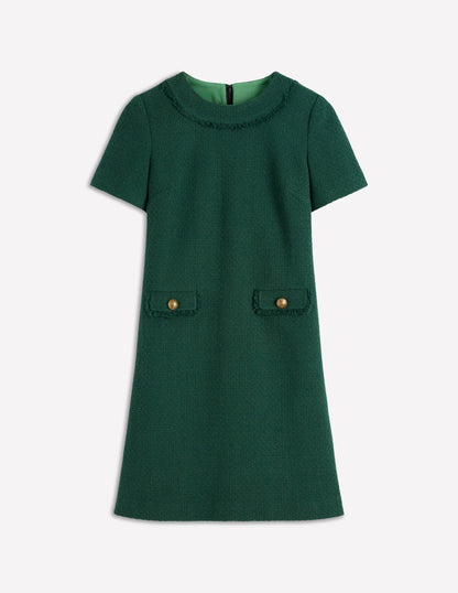 Evita Cotton Shift Dress-Dark Green