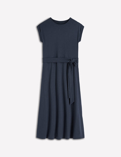 Eve Jersey Midi Dress-Navy