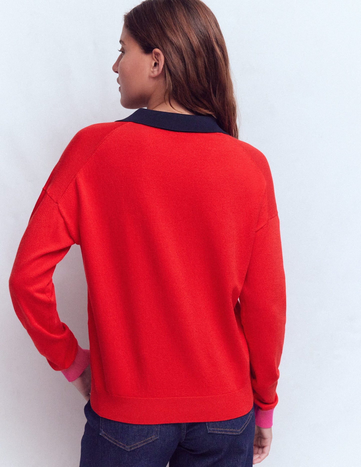 Lara Cotton Henley Jumper-Red