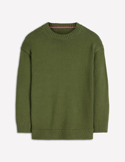 Lucy Oversized Cotton Jumper-Promenade Green