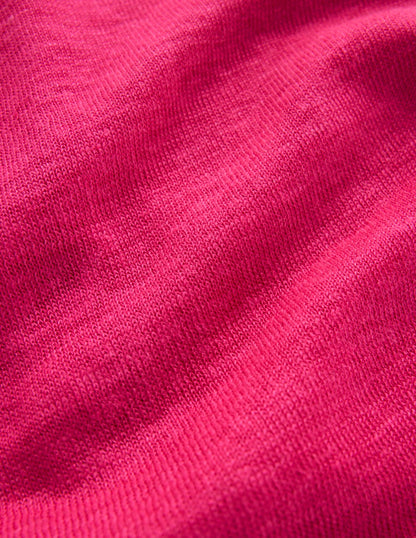 Agnes Linen Button T-Shirt-Pink Peony