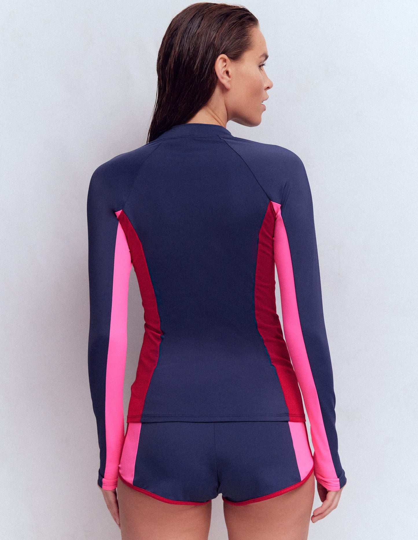 Sun Safe Raglan Guard Top-Navy Colourblock