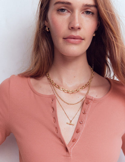 Rib Henley-Vintage Rose