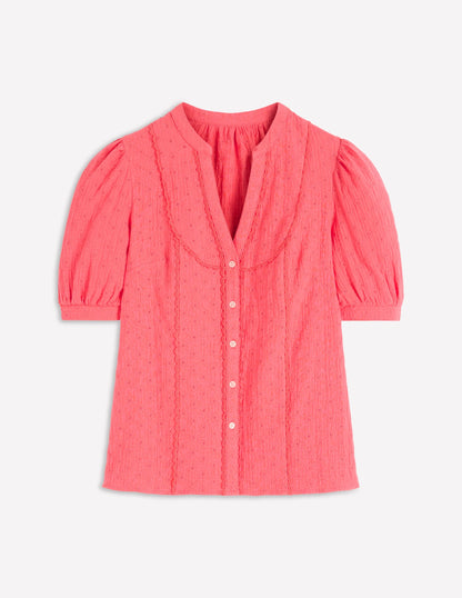 Trim Insert Double Cloth Top-Rosebud