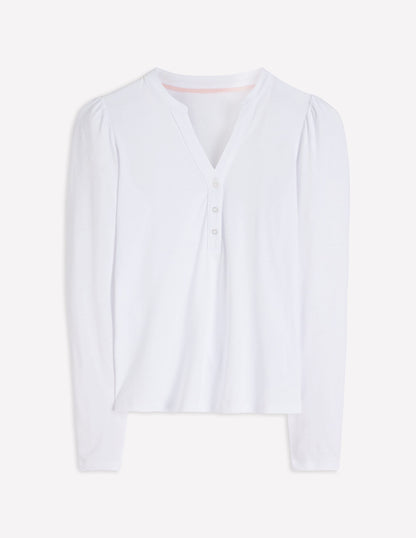 Supersoft Open Neck Henley-White