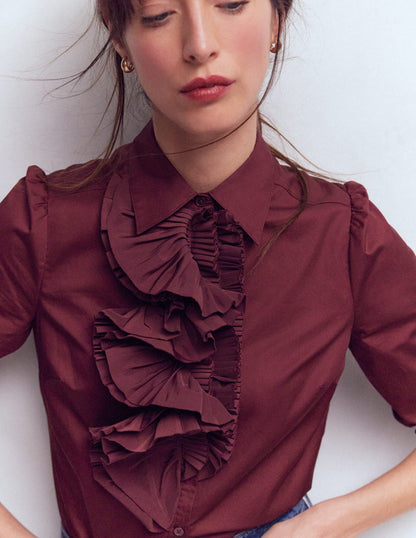 Cara Ruffle Shirt-Deep Wisteria