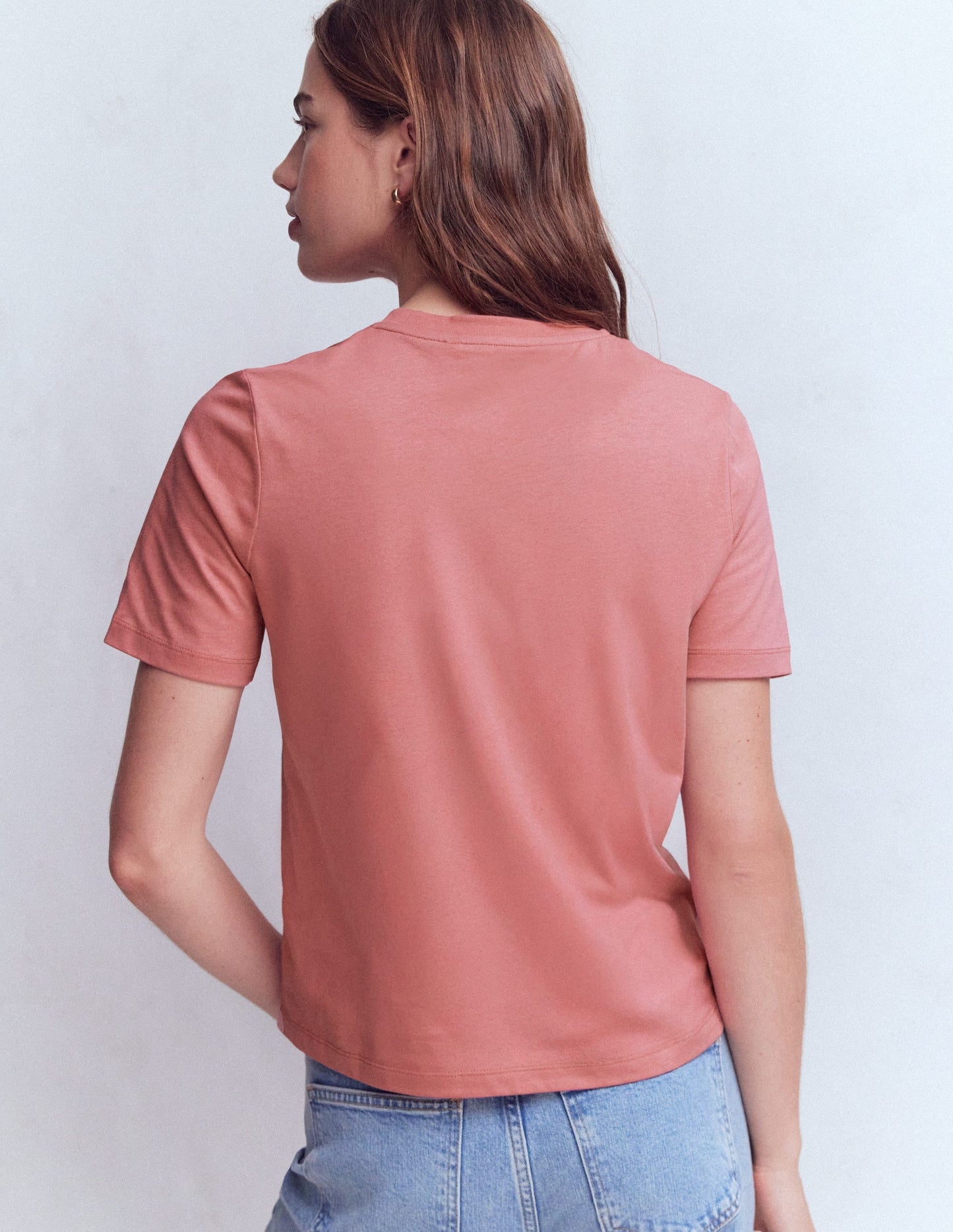 Cotton Crew Neck T-shirt-Vintage Rose