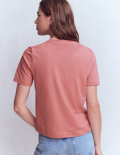 Cotton Crew Neck T-shirt-Vintage Rose