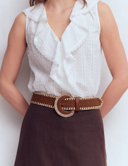 Woven Stitch Belt-Tan