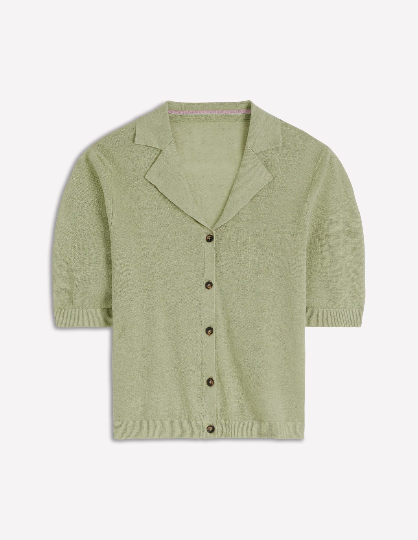 Agnes Collar Linen Cardigan-Green