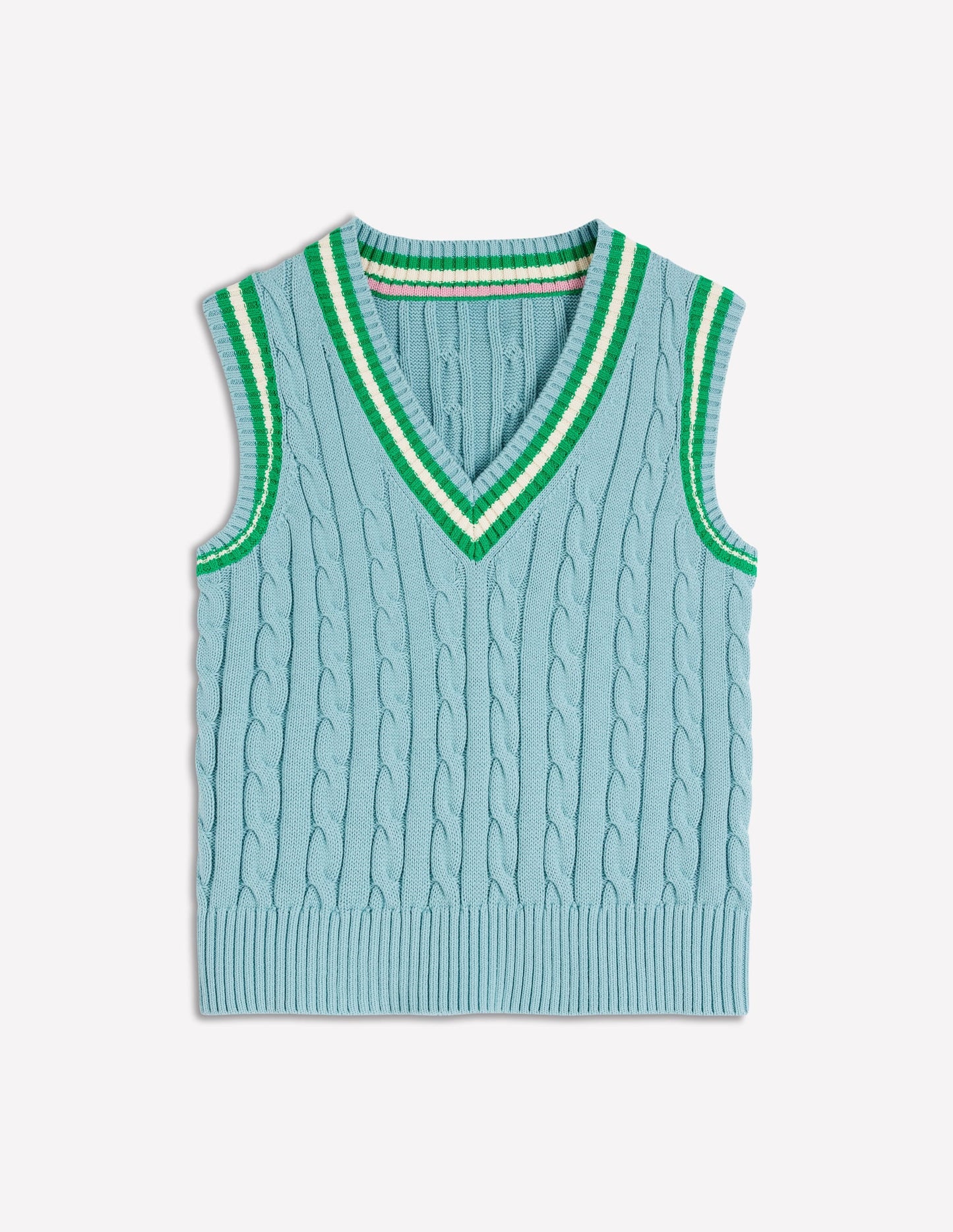 Maeve Cable V Neck Tank-Blue, Green