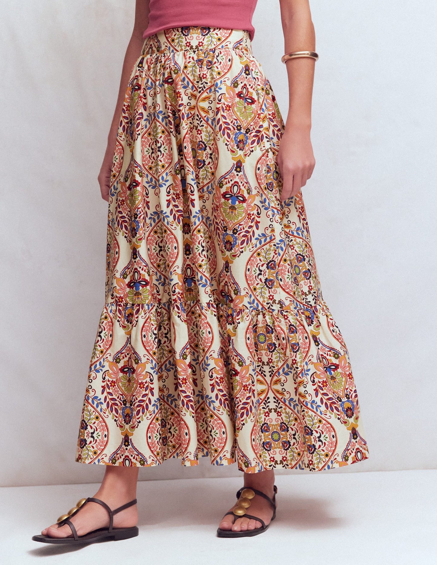 Abigail Poplin Maxi Skirt-Multi, Enchanted Gardenia