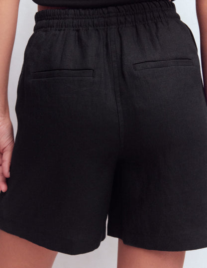 Islington Linen Shorts-Black