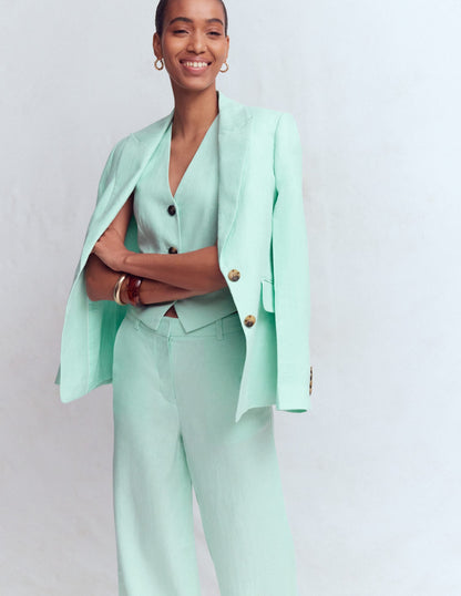 Linen V-Neck Waistcoat-Spearmint