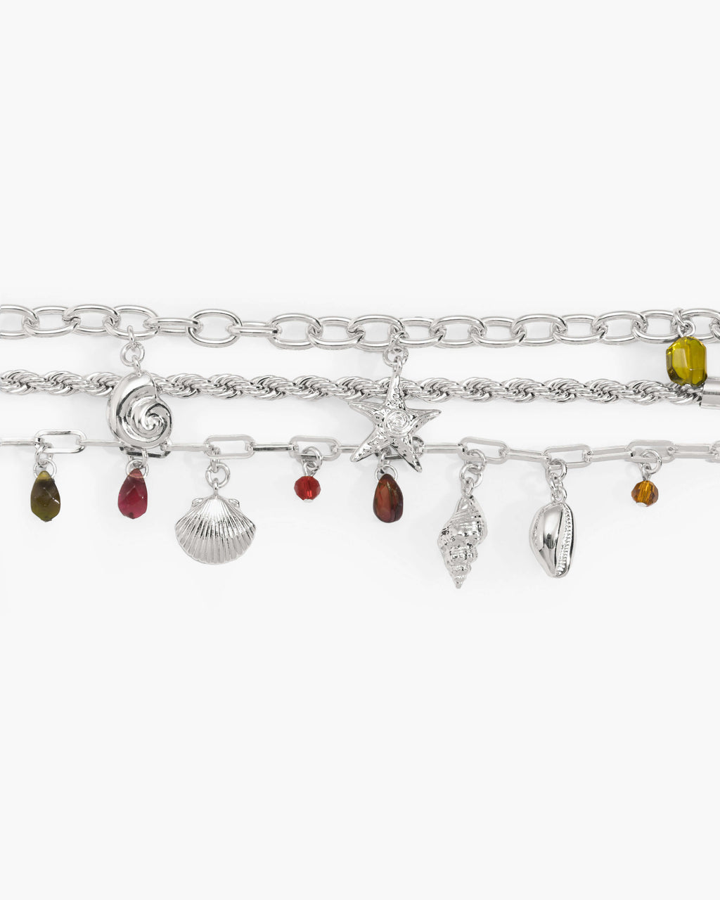 Coral Dancer Charm Bracelet in Silver