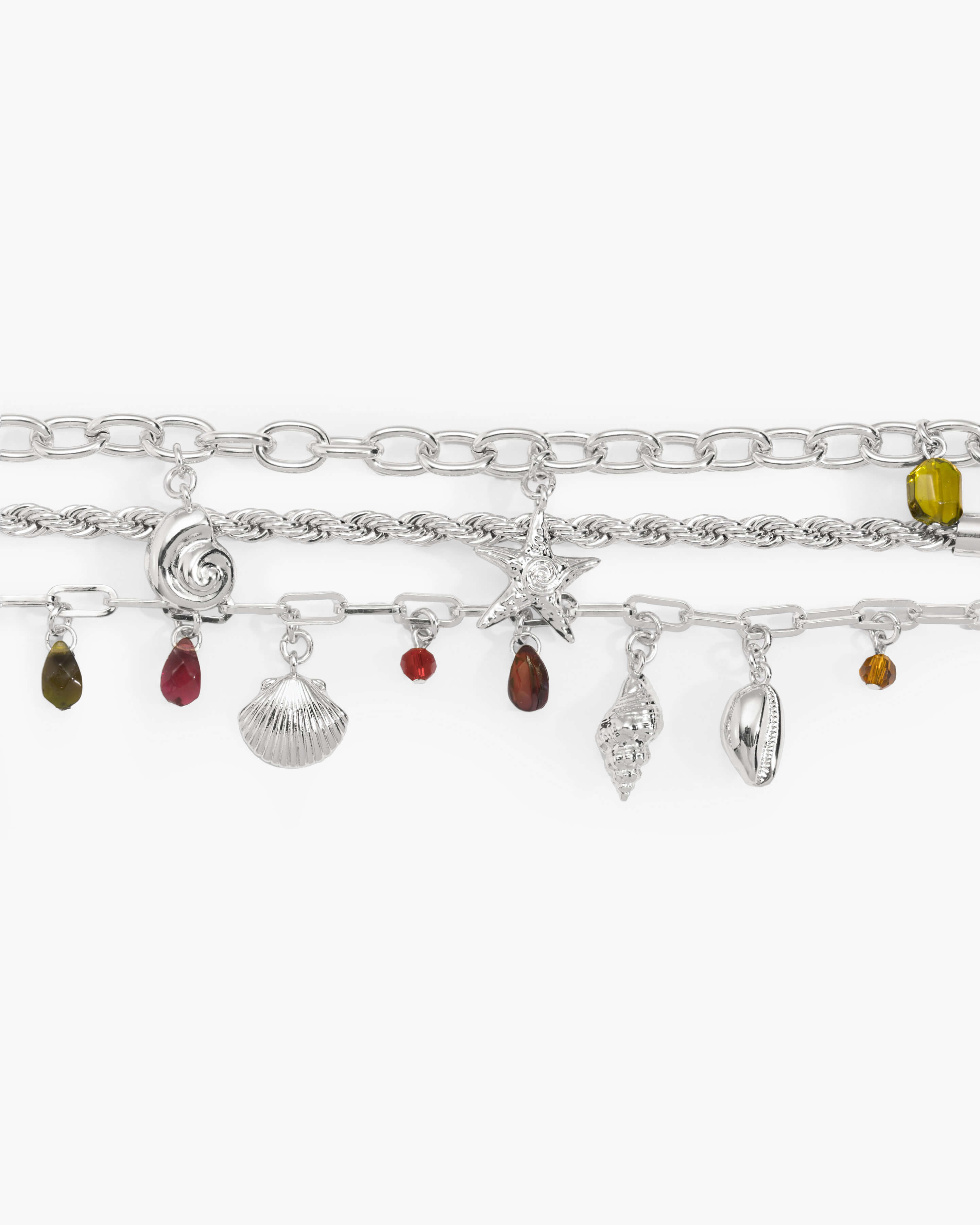 Coral Dancer Charm Bracelet in Silver