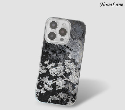 Silver Night Blossom Shining ShineFlow Phone Case
