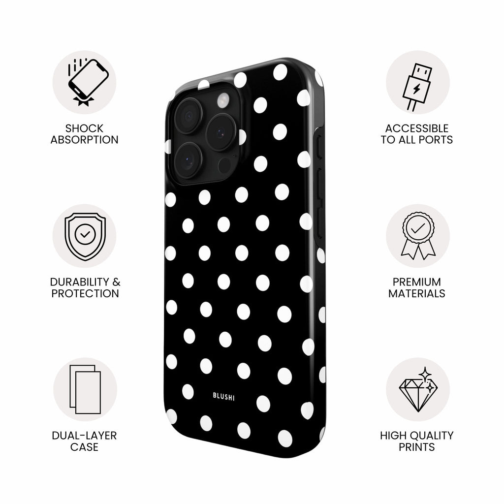 Polka Dot iPhone Case - Black & White⎪MagSafe