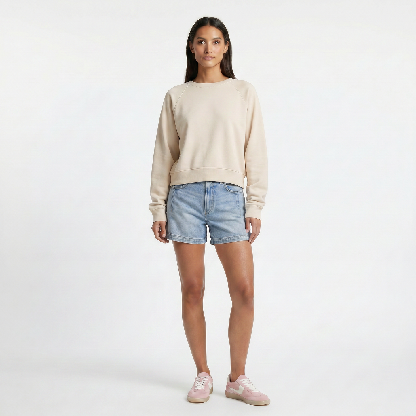 Solid Shrunken Raglan Sweatshirt