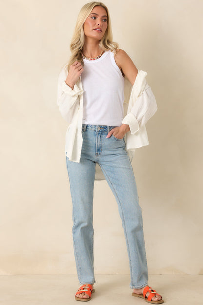 Dusk Enchantment Light Wash Straight Leg Jeans