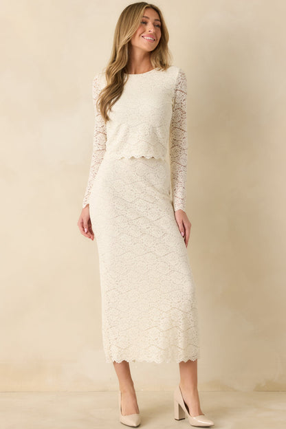 Z Supply Via Ivory Lace Midi Skirt