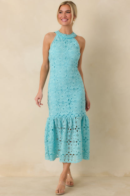 It's A New Day Horizon Blue Floral Embroidered Maxi Dress