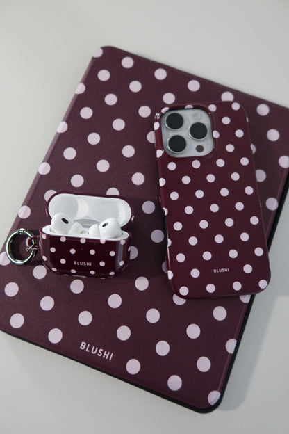 Polka Dot Phone Case⎪Burgundy and Pink