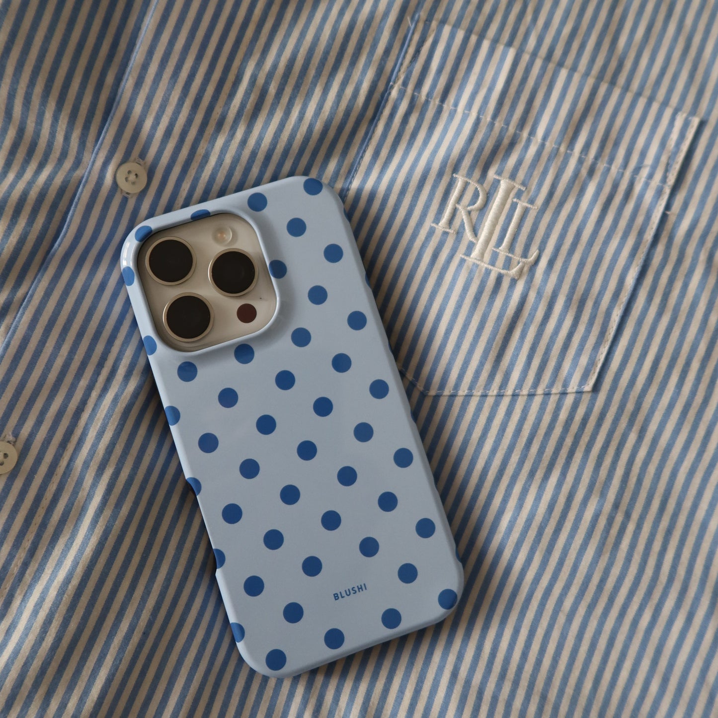 Polka Dot iPhone Case - Light Blue⎪MagSafe