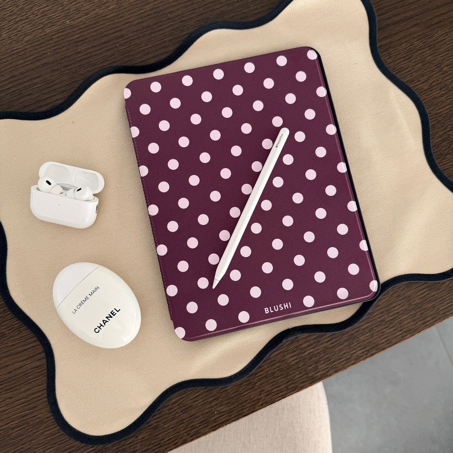 Polka Dot iPad Case⎪Burgundy & Pink