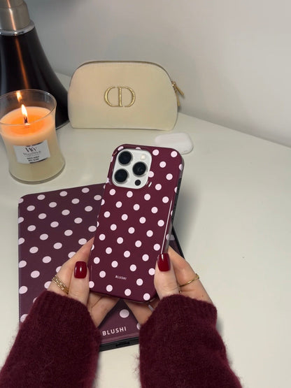 Polka Dot Phone Case⎪Burgundy and Pink