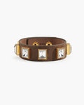 Crystal Studded Leather Wristband